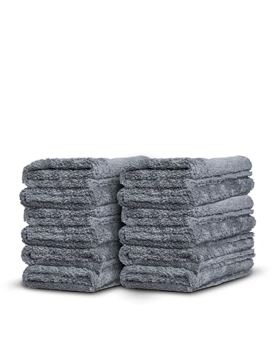Adam's Borderless Grey Microfiber Towel (12pk) - Premium Ultra Soft Car Detailng Towel Cloths, 480gsm - Safe for Car Wash, Home Cleaning & Pet Drying Cloths (16 Inch x 16 Inch) - size: Pack of 12