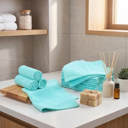 Nuenen Cleaning Cloths for Cars 16 x 16 Inch Ultra Absorbent Towels Drying Microfiber Reusable Cleaning Supplies House Kitchen Window Microfiber Towel(Teal Blue,60 Pcs) - color: Teal Blue