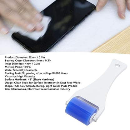 Zerodis Dust Removal Roller,Manual Aluminum Handle Silicone Roller Dust Pet Hairs Small Impurities Adsorb Roller with Static Electric Function Clothes Carseats Cleaner Tool (3CM)