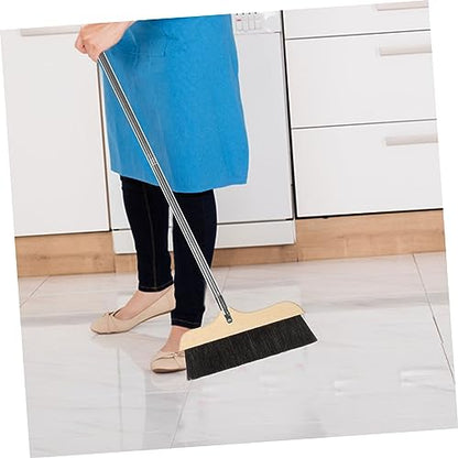 SOLUSTRE Long Handle Handled Broom with Beveled Soft Bristles for Floor Cleaning Indoor and Outdoor Use Comfortable Sweeping for Home Kitchen Garage and Industrial Spaces Reusable Dust