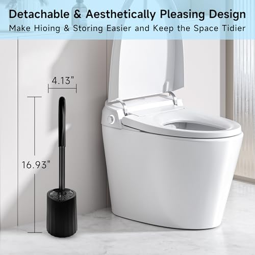 Toilet Brush and Holder Set, Toilet Bowl Brush, Compact Bathroom Accessories, Durable Toilet Scrub Bristles, Drip-Proof, Deep Cleaning, Black, 1 Pack - size: 1 Pack