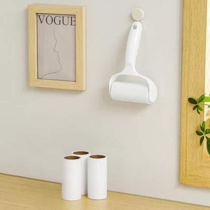Flat Surface Lint Roller for Pet Hair Extra Sticky Lint Remover for Couch Clothes Furniture Pool Table Felt Lint Roller T Handle with 4 Sticky Rolls (Daisy White) - color: Daisy White T Handle