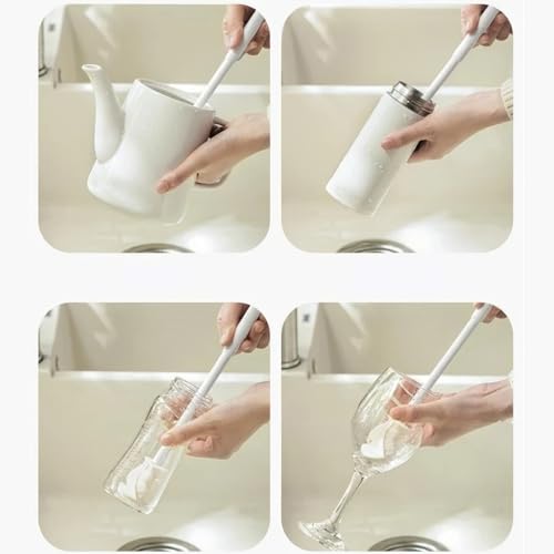 Cup Brush, Bottle Cleaning Brush, Stainless Steel Scrub Cleaner Brush with 12'' Long Handle, Flexible for Cleaning Sport Water Bottles, Coffee Mug, Cups (3 pcs) - color: 3 Pcs