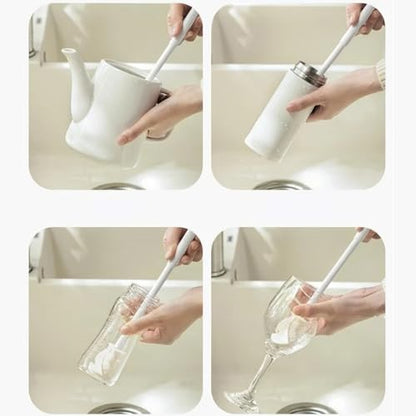 Cup Brush, Bottle Cleaning Brush, Stainless Steel Scrub Cleaner Brush with 12'' Long Handle, Flexible for Cleaning Sport Water Bottles, Coffee Mug, Cups (2 pcs) - color: 2 Pcs