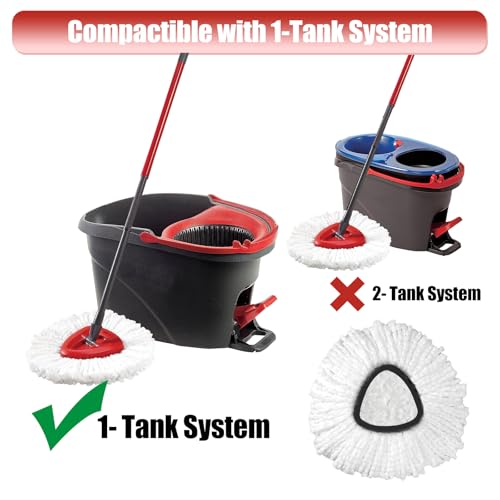 Mop Head Replacement, 3 Pack Spin Mop Refill Replace Head Compatible with O Cedar Easywring 1-Tank System, Great Cleaning Power, Microfiber, Helper Housework, Machine Washable Easy-to-Replace, White - size: 1-TANK Mop Head (3pcs)