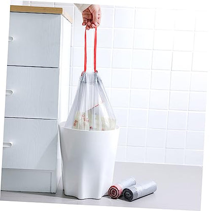 LALAFINA 5 Rolls of Heavy-Duty Drawstring Trash Bags Disposable Plastic Rubbish Bags for Kitchen and Household Use Easy to Carry and Use Random Color