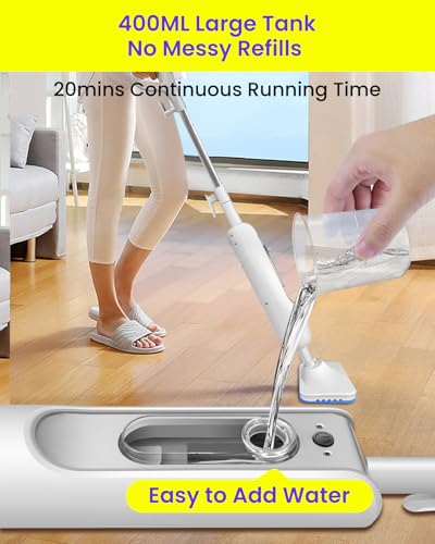 Steam Mop for Floor Cleaning, Effortless Ergonomic Design Floor Steamer for Hardwood and Tile, Adjustable Steam Modes, 1500W High Power, 16.4ft Cord, 400Ml XL Tank, 2 Washable Pad (1) (6)