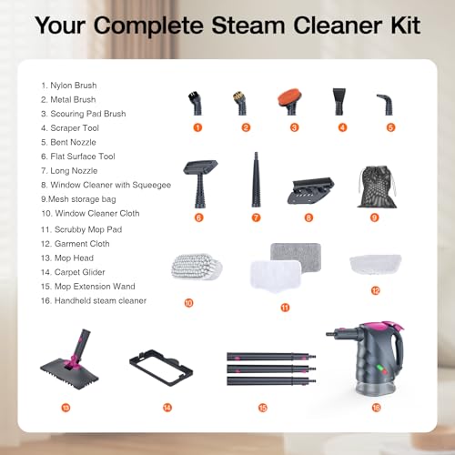 Steam Cleaner, 10-in-1 Steam Mop with Detachable Handheld Steamer, 320ml Water Tank, 10s Fast Heating, Portable Steamer for Kitchen, Floor, Tiles, Window, BBQ Grill, Car - color: Mist Gray
