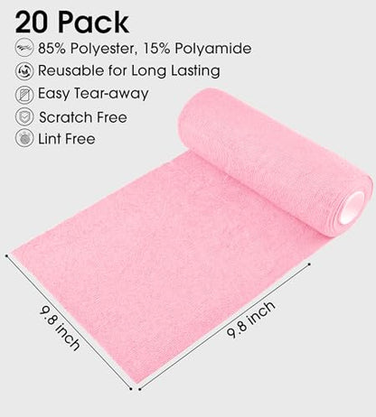 KitchLife Microfiber Cleaning Cloth Roll - Tear-Away Reusable Microfiber Paper Towels, Lint-Free, Washable, 20 Sheets for Kitchen, Car, Dishes, and Sensitive Surfaces (Pink) - color: Pink