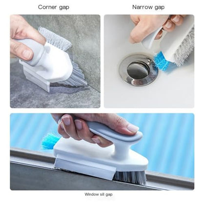 Multi-Purpose Bathroom and Window Groove Cleaning Brush, Ergonomic Handle with Stiff Bristles for Deep Cleaning, Grey White - color: Grey White
