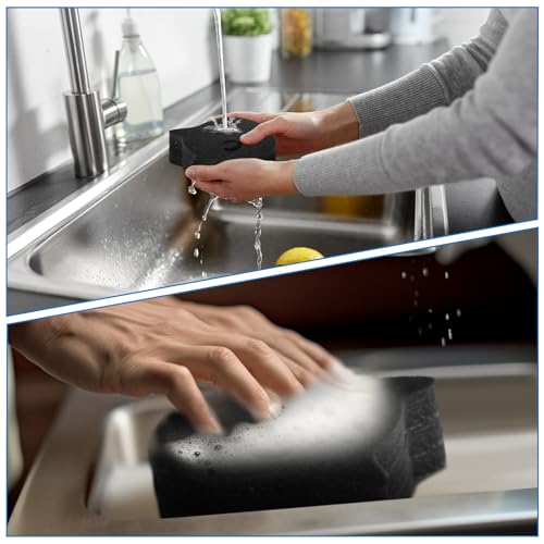Tioncy 12 Pack Black Cat Sponges Bulk Dual Sided Scrubber Sponges Dishwashing Non Scratch for Cat Kitchen Accessories Dish Scouring - color: Black, style: Cat