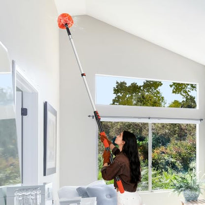 20FT Cobweb Duster with Extension Pole - High Reach Duster for High Ceilings & Outdoor Use - Telescoping Pole 3-12 Ft, Soft Bristles Cobweb Cleaner - 3/4" Acme Universal Thread - size: 12 FT