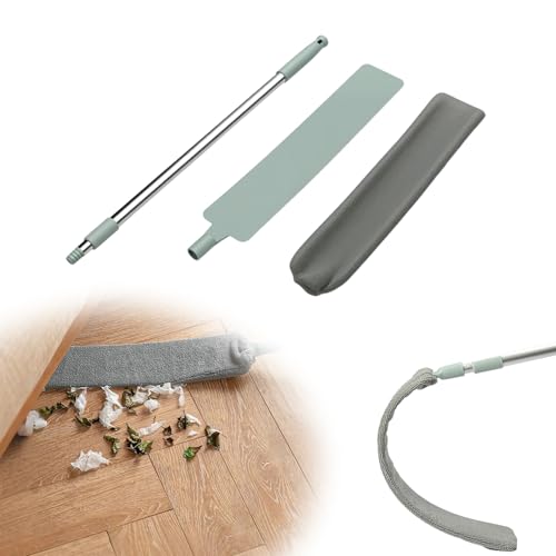 Retractable Gap Dust Cleaner with Reusable Dusting Cloths, Bendable Flexible Duster with Extension Pole, Wet & Dry Sweeper Stick Dusters for Gap Cleaning Under Furniture (Green) - color: Green