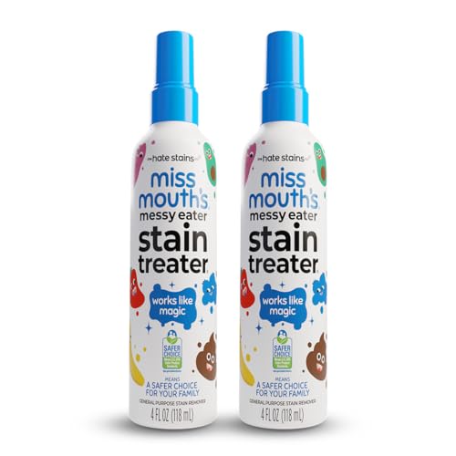 Miss Mouth's Messy Eater Stain Treater Spray - 4oz 2 Pack Stain Remover - Newborn & Baby Essentials - No Dry Cleaning Food, Grease, Coffee Off Laundry, Underwear, Fabric - style: 2 Pack (4oz)
