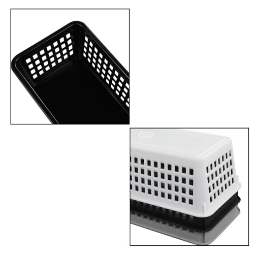6 Pack Plastic Storage Organizer Basket, White Grey Black, Slim Organizing Basket Set