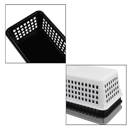 6 Pack Plastic Storage Organizer Basket, White Grey Black, Slim Organizing Basket Set