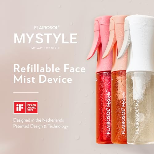 FLAIROSOL MyStyle, Spray Bottle for Hair- 3 Pack Small Travel Spray Bottle, Ultra Fine Continuous Water Mist for Face, Hairstyling, Salon, Cleaning, Beauty, Toners, Hydration & Makeup, 3.04oz / 90ml - color: Peach, Pink, White, style: 3 Pack