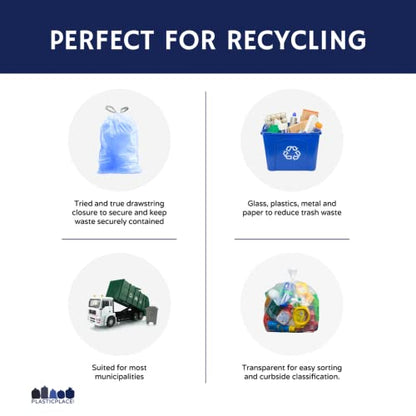 Plasticplace Custom Fit Trash Bags, Compatible with simplehuman Code H (200 Count) Tinted Blue Drawstring Garbage Liners 8-9 Gallon / 30-35 Liters, 18.5" x 28" - color: Blue, size: 200 Count (Pack of 1)