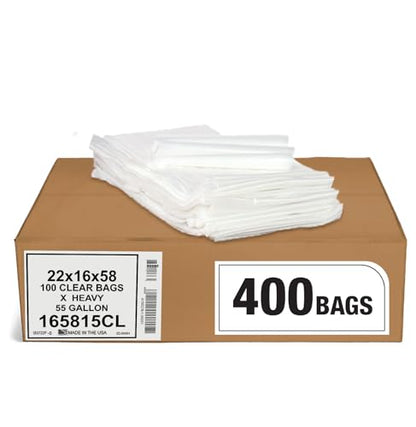 Aluf Plastics - 50% Recycled Trash Bags, 55-60 Gallon, 1.5 Mil, 38"x58", Black, 400 Count - style: 55-60 Gal, 1.5 Mil, 400 Count