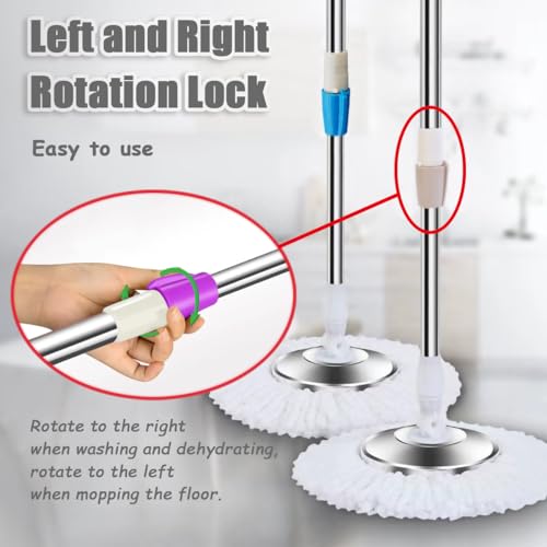 Extended Spin Mop Replacement Mop Handle, Upgraded 60-inch 360 Degrees Rotating Telescopic Replacement Mop Stick for Spin Mop Bucket Cleaning System (Stainless Steel Disc, Green) - color: Green, style: Stainless Steel Disc