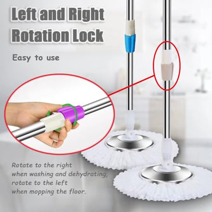 Extended Spin Mop Replacement Mop Handle, Upgraded 60-inch 360 Degrees Rotating Telescopic Replacement Mop Stick for Spin Mop Bucket Cleaning System (Stainless Steel Disc, Khaki) - color: Khaki, style: Stainless Steel Disc