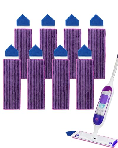 KEEPOW Power Mop Pads with Extra Scrubbing Pads Compatible with Swiffer PowerMop Refills Microfiber Wet Mops Refill Reusable Power Mop Pads Refill Deep Cleaning Hard Floor Mop Pads Replacement 8PCS - color: Purple-8 Pack