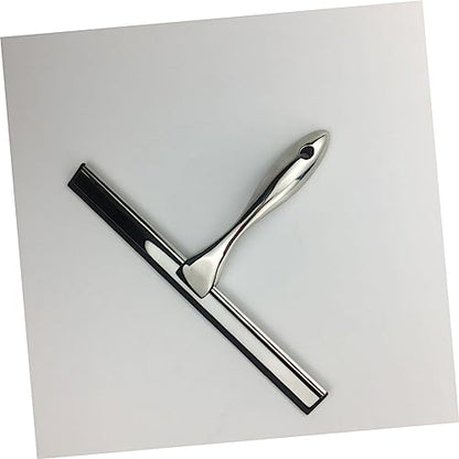 Stainless Steel Window Squeegee 12-Inch Glass Cleaning Tool Ergonomic Handle for Shower Bathroom and Home Use