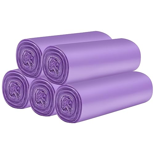 5 Rolls Small Trash Bags - 100 Counts Durable 4 Gallon Small Garbage Bags for home office kitchen Bathroom Bedroom Trash Can liners（Purple） - color: 100 Count Purple