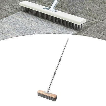 Gralara Stainless Steel Wire Scrub Brush Stiff Bristles Floor Scrubber Heavy Duty Rough Outdoor Broom for Swimming Garage, 20cm