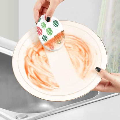 Polka Dots in Red Green Dish Scrub Sponges Kitchen Non Scratch Reusable Compressed Cellulose Sponge Hanging for Household Cleaning Washing Dishes Pots and Pans 3 Pack - color: Pattern4