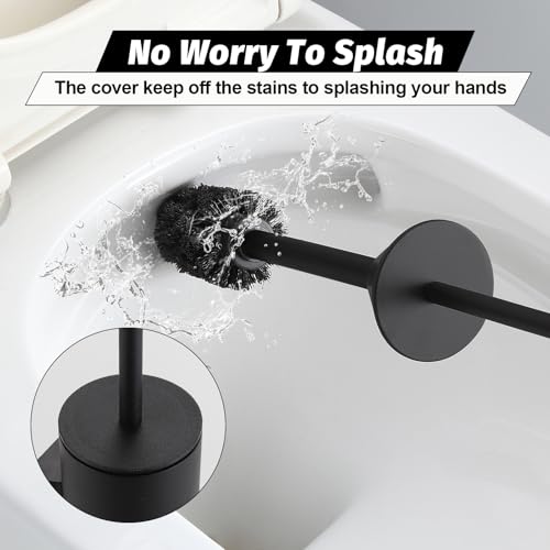 BGL Toilet Brush and Holder Set Matte Black Wall Mounted for Bathroom Round Design - color: Matte Black-wall Mount