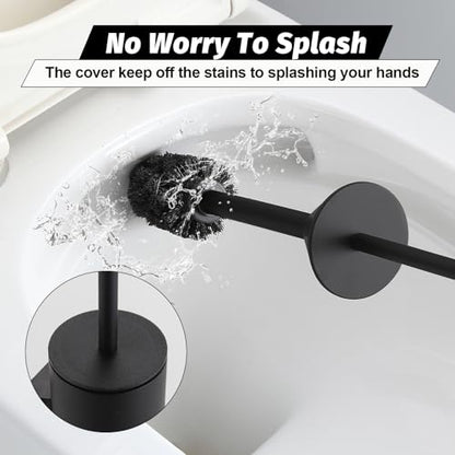 BGL Toilet Brush and Holder Set Matte Black Wall Mounted for Bathroom Round Design - color: Matte Black-wall Mount