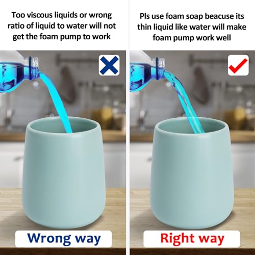 Soap Foaming Dispenser Ceramic with Easy-to-Press Pump Hand Foam Dispenser for Shampoo Bathroom Kitchen 12 oz - color: Foam-cyanmattlegold