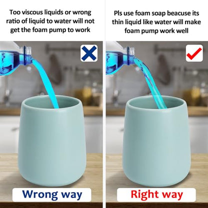Soap Foaming Dispenser Ceramic with Easy-to-Press Pump Hand Foam Dispenser for Shampoo Bathroom Kitchen 12 oz - color: Foam-cyanmattlegold