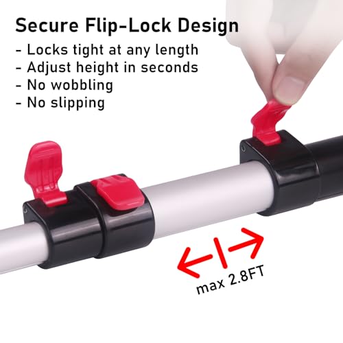 12FT Telescoping Extension Pole - Adjustable Aluminum Paint Roller Pole with 3/4" Universal Threaded Tip - Flip-Lock Extendable Pole for Window Roof Pool Cleaning - size: 12ft pole1