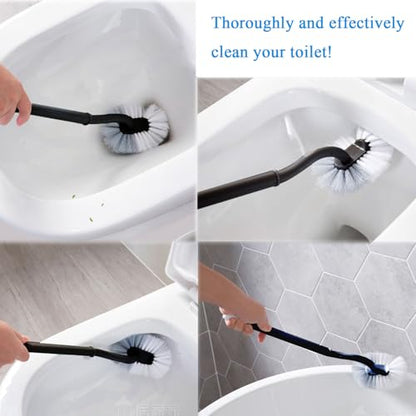 2 Pack Curved Toilet Bowl Brush Without Holder for Bathroom, Compact Toilet Brush Durable Under The Rim Household Deep Cleaning Brushes (Black Toilet Brush Without Holder) - color: Black Toilet Brush Without Holder
