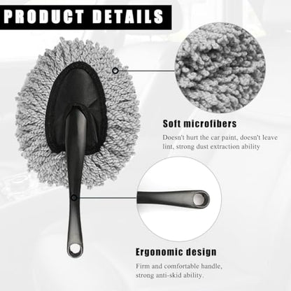KVAEY 2 PCS Car Dash Duster Brush, Super Soft Microfiber Multi-Functional Car Cleaning Brush, Scratch Free Dash Dusting Tool with a Anti-Skid Handle for Vehicle Home Kitchen Cleaning (Gray+Blue) - color: Gray+Blue