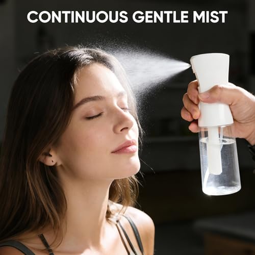 Continuous Spray Bottles, Ultra Fine Mist Sprayer, Spray Bottle For Hairstyling, Cleaning, Plants, Pets, Barbers, Salons (White) - color: White