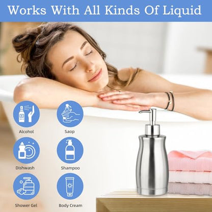 ARKTEK Stainless Steel Countertop Soap Dispenser 13.5 Oz - Rust and Leak Proof Liquid Hand Soap Pump, for Kitchen Sink, Countertops - color: Silver