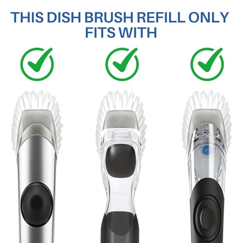 Dish Brush Refills 4 Pack, Grey Replacement BrushHeads Compatible with OXO Dish Brush & OXO DishScrubber - color: Gray