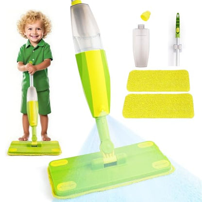 Kids Spray Mop, Fun & Functional Toddler Mop Cleaning Set,Real Working Mini Mop, Pretend Play Toy –Includes Spray Bottle,Washable Microfiber Pads, Montessori Kids Cleaning Toy Set -Green - size: Spray Mop, style: Green