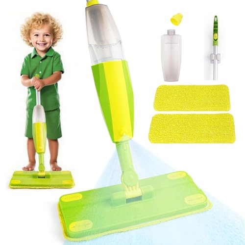 Kids Spray Mop, Fun & Functional Toddler Mop Cleaning Set,Real Working Mini Mop, Pretend Play Toy –Includes Spray Bottle,Washable Microfiber Pads, Montessori Kids Cleaning Toy Set -Green - size: Spray Mop, style: Green