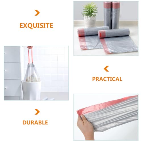 Toyvian Thick Drawstring Garbage Bags 5 Rolls Heavy-duty Kitchen Trash Storage Pouches Plastic Rubbish Bags for Household and Commercial Use Random Color
