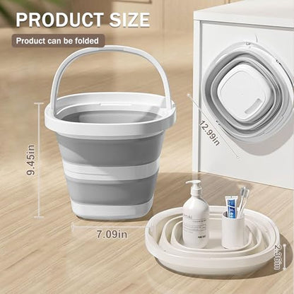 2-Pack Collapsible Buckets (2.6 Gallon/10L) - Foldable Rectangular Design with Handles, Space-Saving for RV, Camping, Car Wash, Fishing & Cleaning - Durable, Portable & Multi-Purpose
