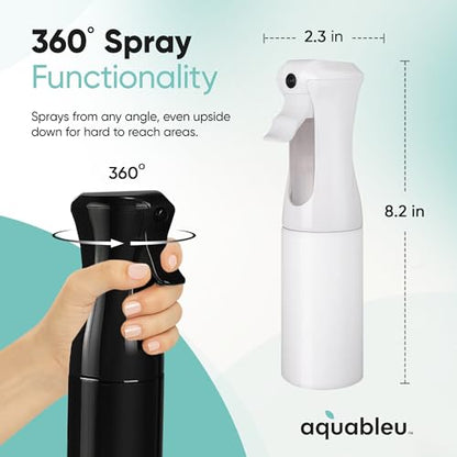 Aquableu Spray Bottle for Hair – Continuous Mist Spray Bottle for Hair Care, Styling, Cleaning, Plants, Pets & Essential Oils (Variety Pack of 2 - Black & White, 6.76oz/200ml) - color: Black + White - Variety Pack