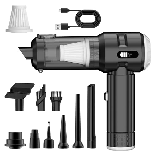 Wansimoo Handheld Car Vacuum Cleaner,25000PA Strong Cyclonic Suction Mini Vacuum Portable Cordless with Digital Display and One Touch Dust Removal for Car, Home, Office, Kitchen (Silver) - color: Silver