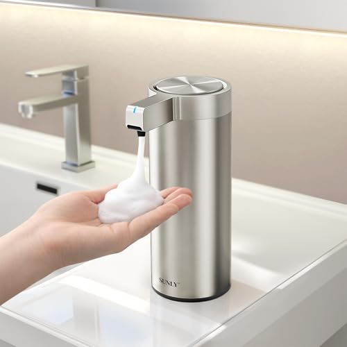 SUNLY Automatic Foaming Soap Dispenser Touchless – Clog-Free Pump, 0.2s Fast Sensor, USB-C Rechargeable, Smudge-Resistant Stainless Steel, for Kitchen & Bathroom Soap Dispenser - color: Silver (Foaming)