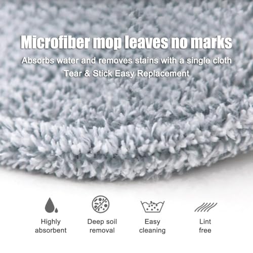 Spin Mop and Bucket Set with Self Separation System 360° Spinning Self-Wringing, Square Clean Mop and Bucket with Wringer-with Replaceable Mop (Light Grey Mop and Bucket Set 6pads)