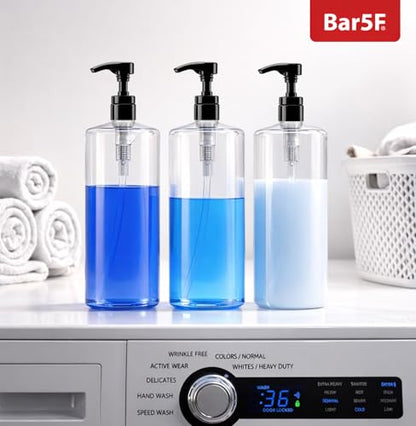 Bar5F Pump Bottle 32-Ounce 1-Liter Empty for Shampoo Conditioner Body Wash Lotion BPA-Free Crystal-Clear (Pack of 1)