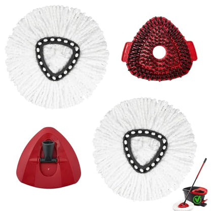4Pcs Mop Head Replacements,Spin Mop Replacement Head Compatible with Cedar Easywring 1-Tank System Including Machine Washable & Easy to Replace,2 Spin mop Replacement Heads,1 Brush Head and 1 Base - size: 2+1+1Pack